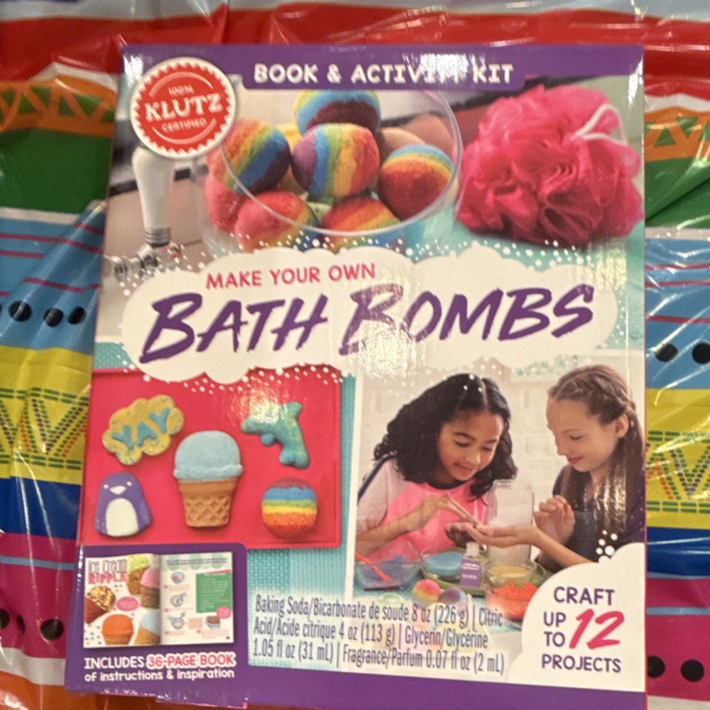 Klutz Make Your Own Bath Bombs Book & Activity Kit, Strawberry Kiwi, Rainbow