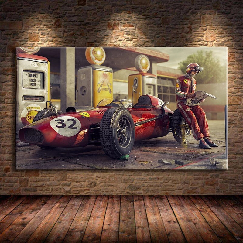 Car Poster Classic Racing  Race Wall Art Print Canvas Painting For Home Decor