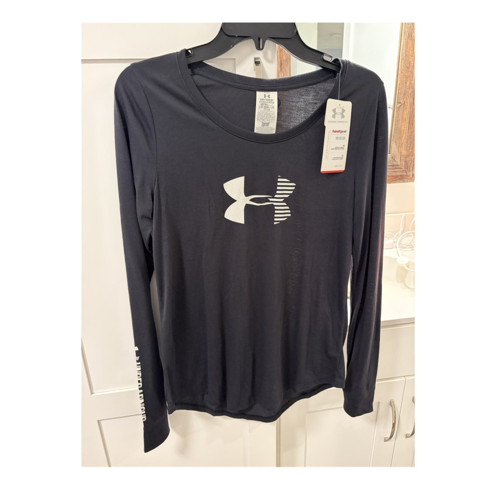 Under Armour HeatGear Women's Loose Long Sleeve Crew Neck Black T-Shirt Size M