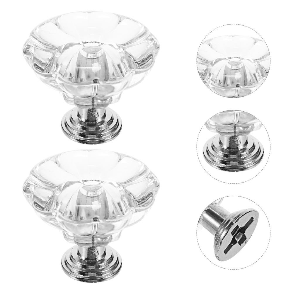 6 Clear Dresser Knobs for Bedside Tables and Drawers