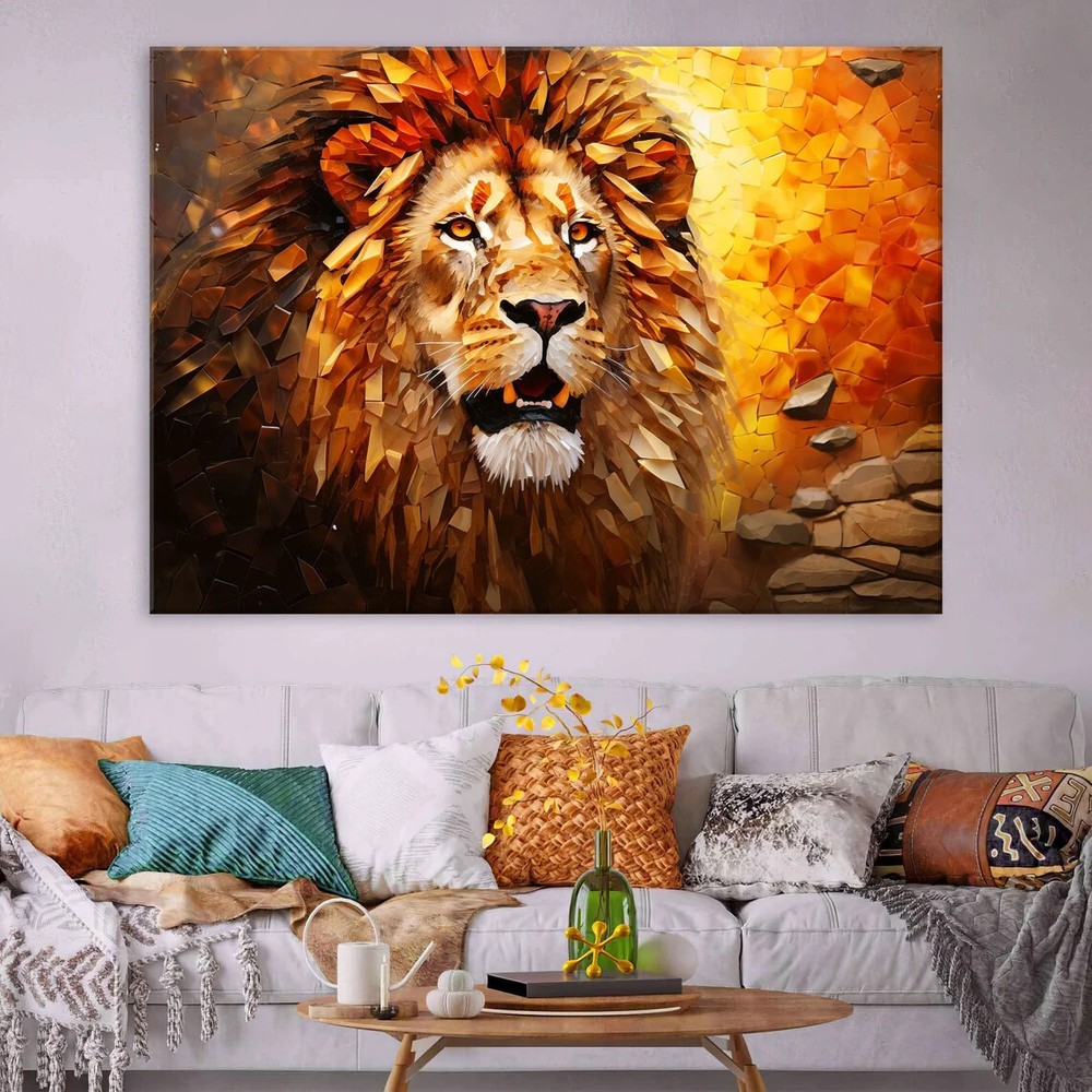 Lion Animal Jungle Abstract Painting Unframed Canvas Print Australian Wall Art