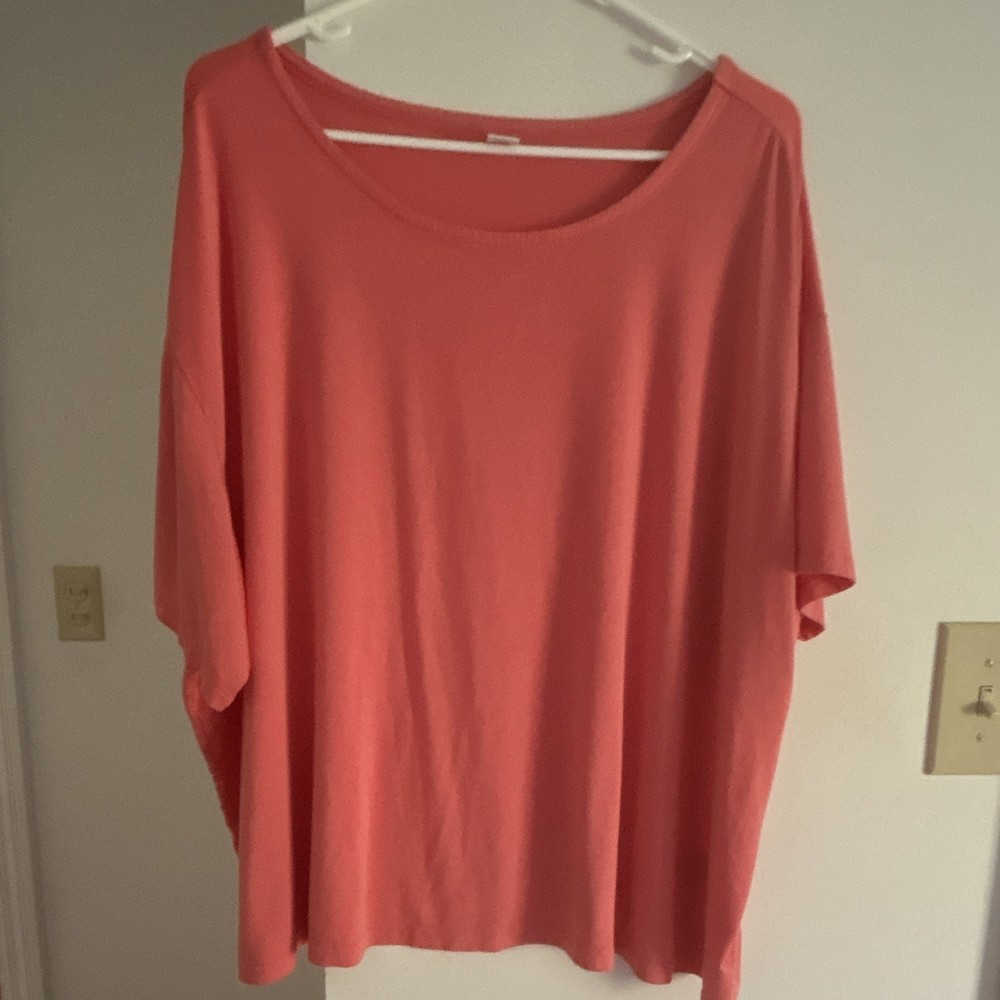 Old Navy Plus Size 3X Solid Pink Scoop Neck Knit Viscose Relaxed Top