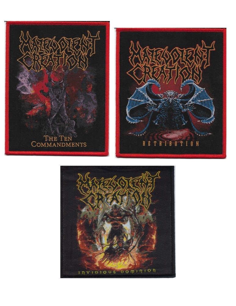 MALEVOLENT CREATION-3 WOVEN PATCHES COLLECTION BUNDLE-DEATH-THRASH-METAL