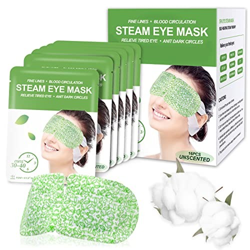 16 Unscented Steam Eye Masks for Dry Eyes Relief & SPA Warm Therapy