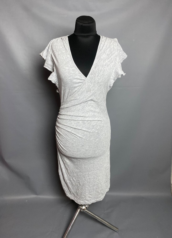 Dsquared2 Gray Ruched Ruffle Sleeve Bodycon Mini Dress Size M