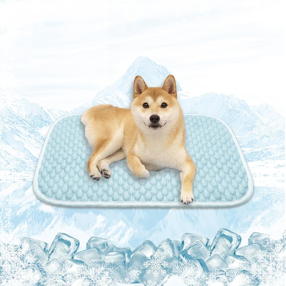 Microcosmos Cooling Dog Pad Large 28x22 Inches Blue & White for Pets