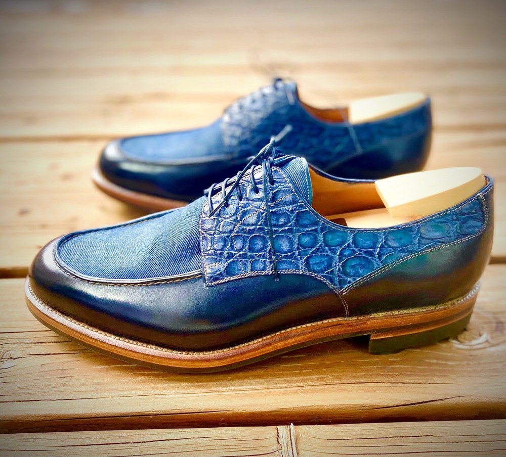Maison Koly X Enzo Bonafe Solinta Derby Alligator blue john Lobb dustbags
