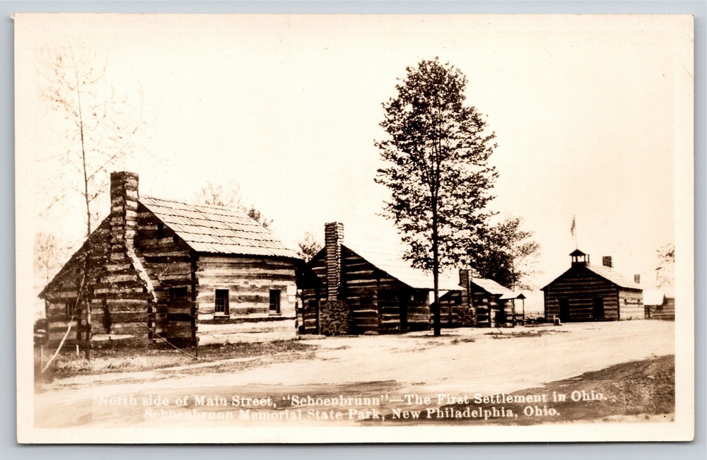 RPPC~New Philadelphia Ohio~Main Street @ Schoenbrunn State Park~Real Photo PC