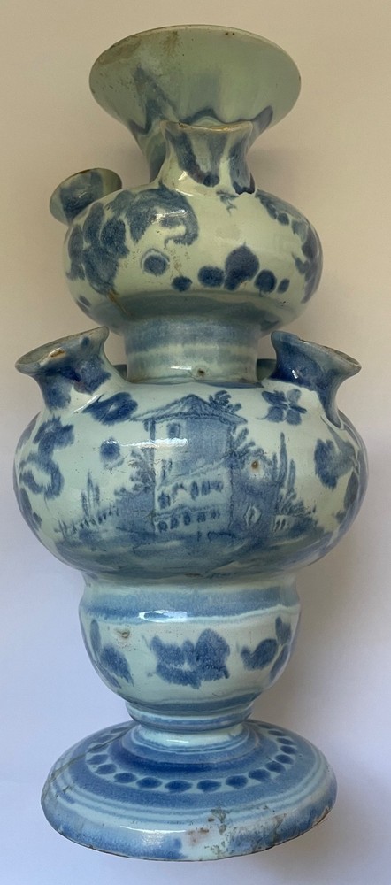 Italian Maiolica Tulipiere from Savona 18th Century 10.25 Inches tall