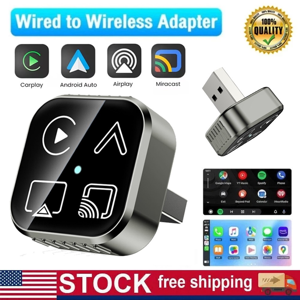 4 IN 1 CarPlay Adapter for Apple iPhone/Android Auto/AirPlay/Miracast 5G Wifi BT