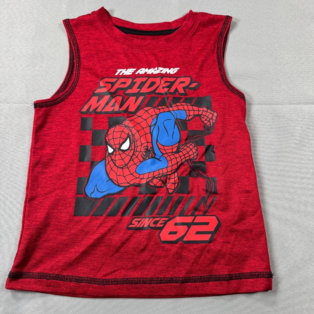 Marvel Amazing Spider-Man Tank Top Boys Size 4 Red Sleeveless Graphic