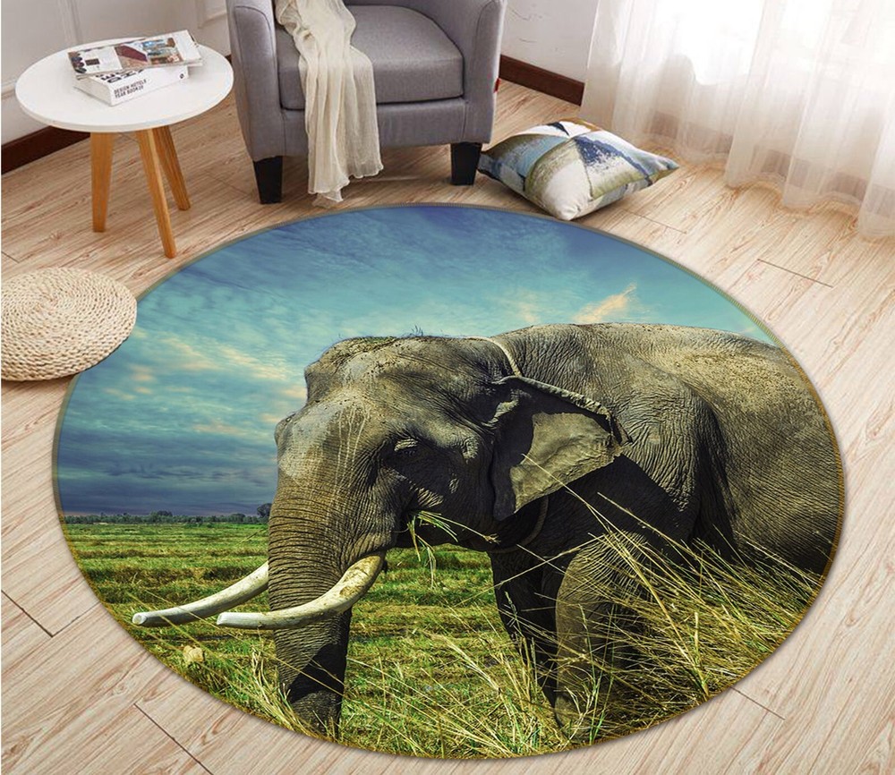 3D Prairie Elephant Non-Slip Rug Mat Elegant Photo Carpet Romy AHO186900