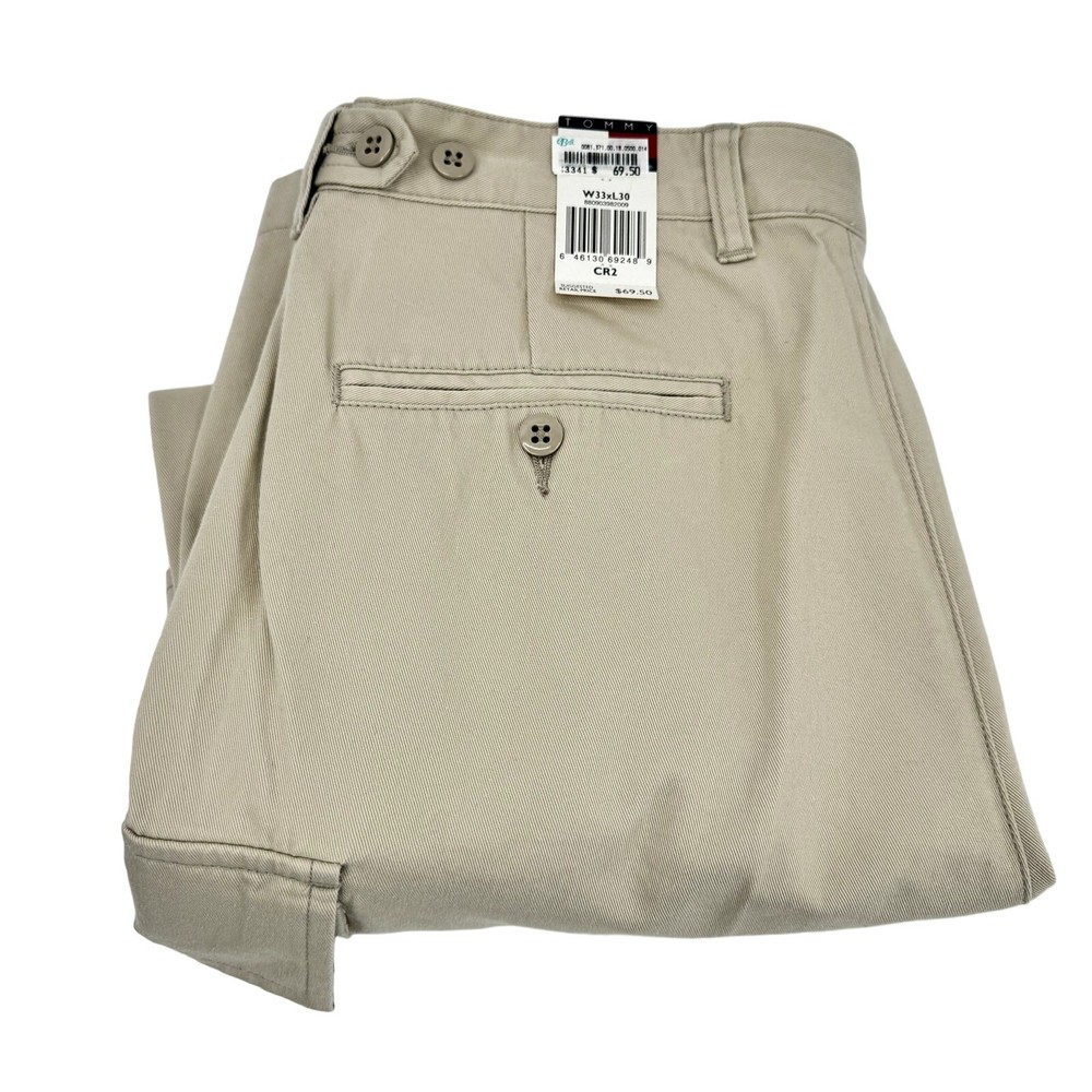 Tommy Hilfiger Mens 33x30 Khaki Tan Cargo Chino Pants New Coastal Style
