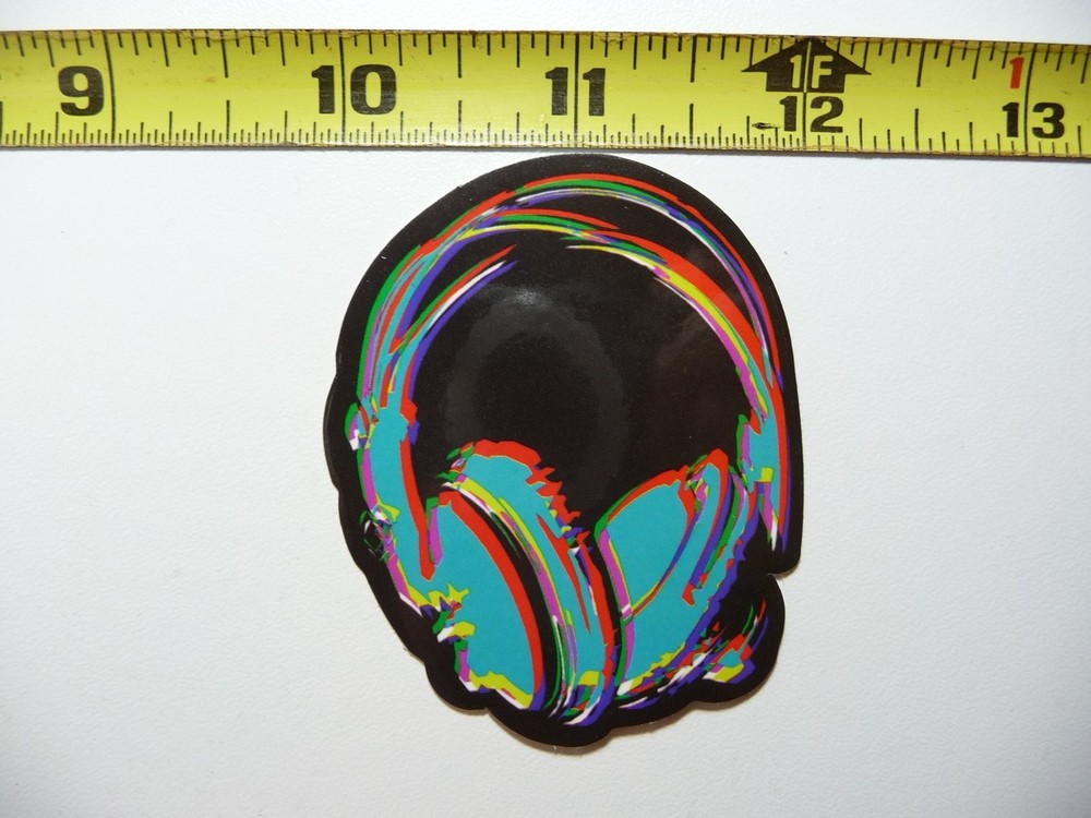 Colorful Neon Music Headphones Sticker Decal Fun Vibrant Design