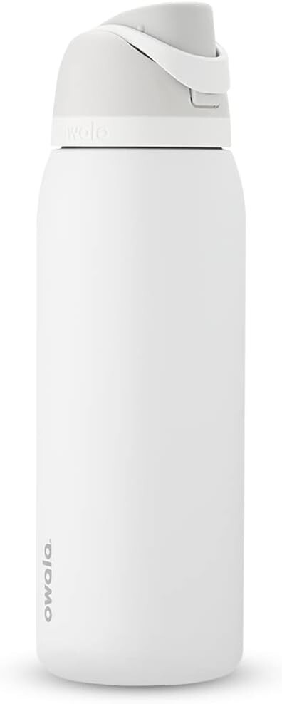 Double-Wall Insulated Water Bottle with Straw Stays Cold 24 Hours in Shy Marshmallow