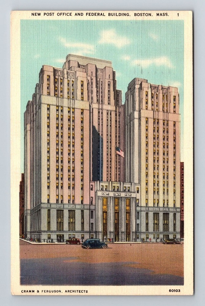 Boston MA-Massachusetts, New Post Office & Federal Building, Vintage Postcard