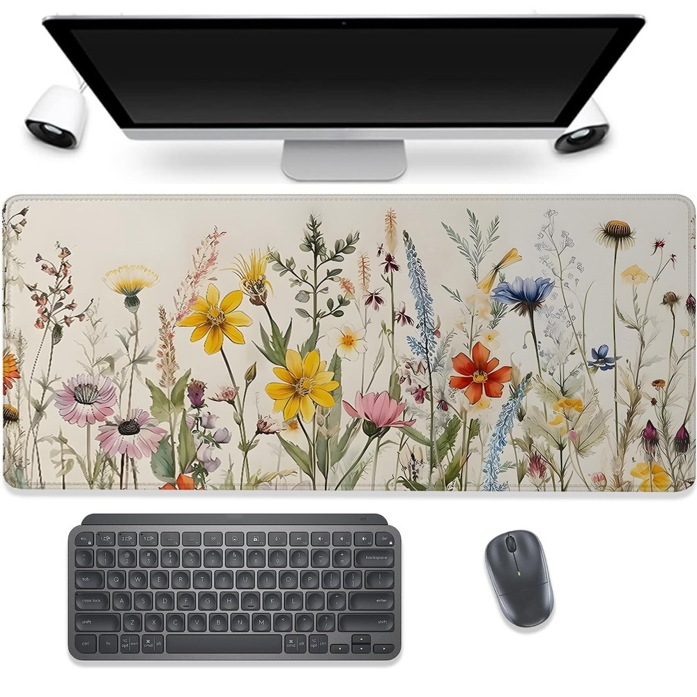 Floral Sunflowers Watercolor Extended Desk Pad Mouse Mat