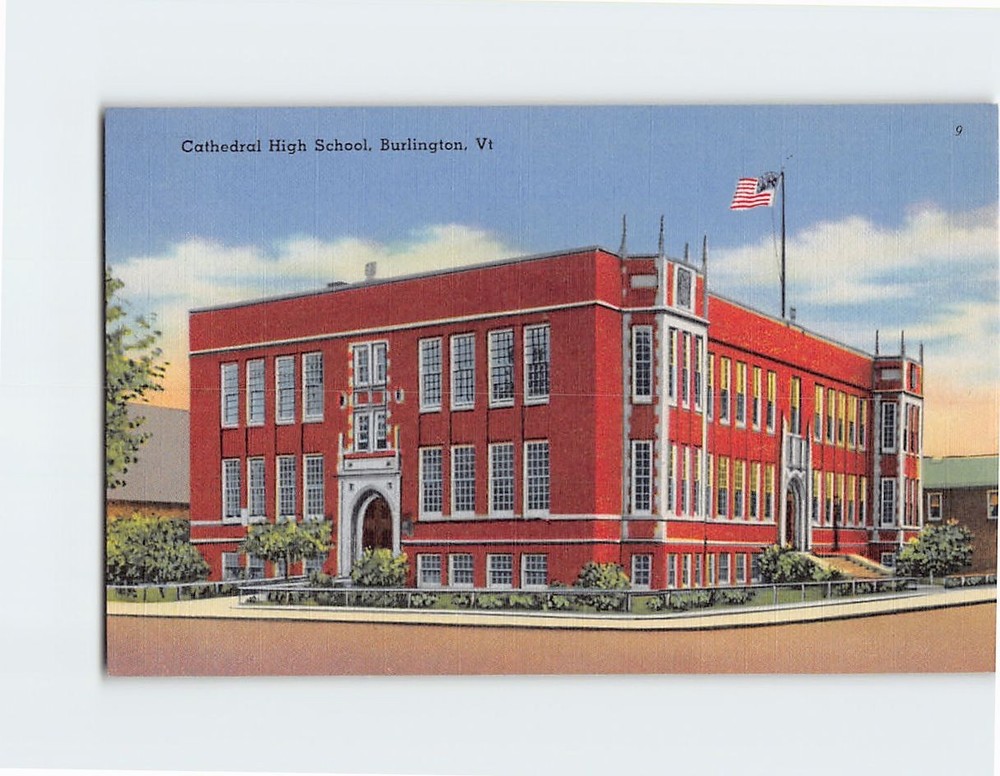 Postcard Cathedral High School Burlington Vermont USA