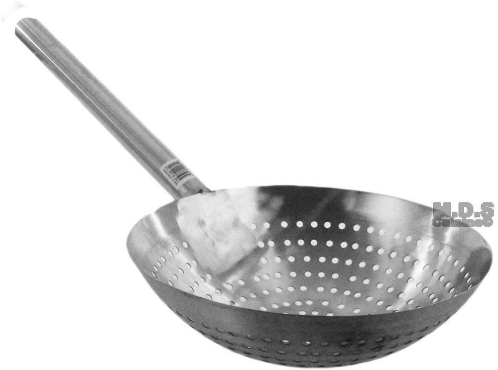 Stainless Steel Long Handle Skimmer Strainer for Stir Fry Carnitas 25 Inch Paddle