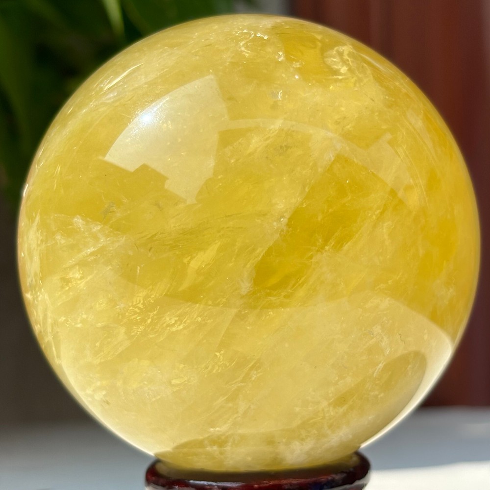 638g Natural Citrine Quartz Sphere Crystal Ball for Healing Reiki Energy Gemstone