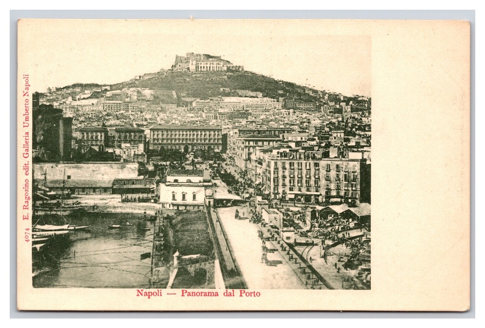 Vintage Early 1900s Panoramic Photo Of Napoli Port Italy Undivided Back RPPC