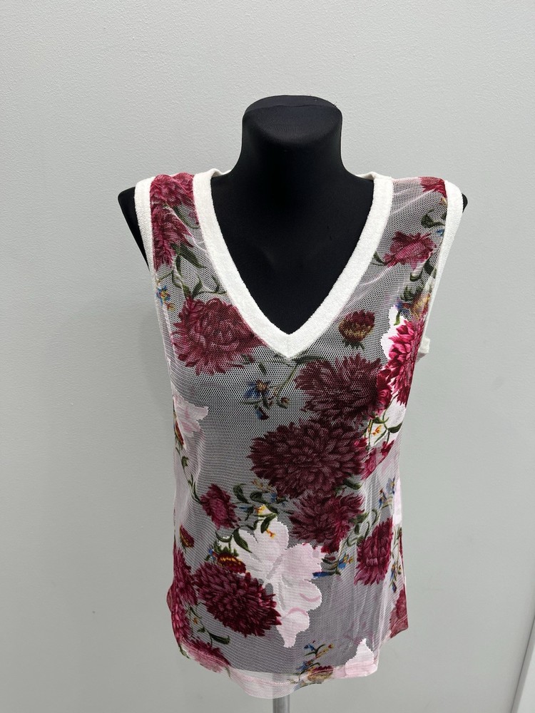 Vintage D&G Dolce & Gabbana Archive Floral Mesh Sleeveless Top Size 44