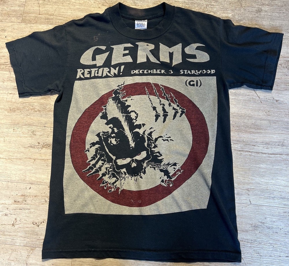Vintage 1990s Germs Return Punk T Shirt Rare Hardcore 90s Band Tee Size Small