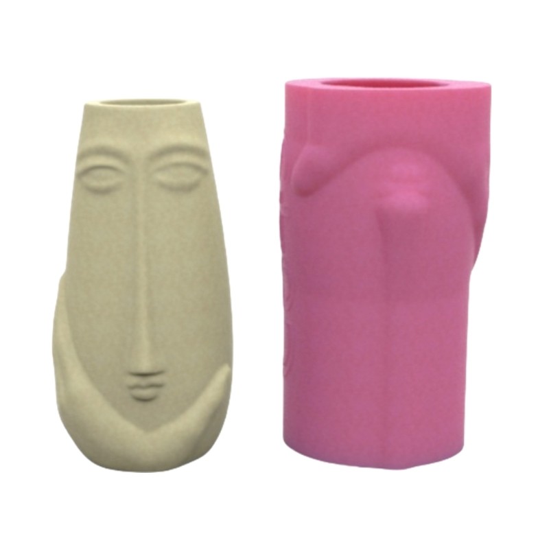 Human Face Flowerpot Epoxy Resin Mold for Pen Storage