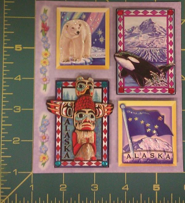 Acid Free 3D Alaska scrap book Stickers - Totem, orca, flag, polar bear sticker-image