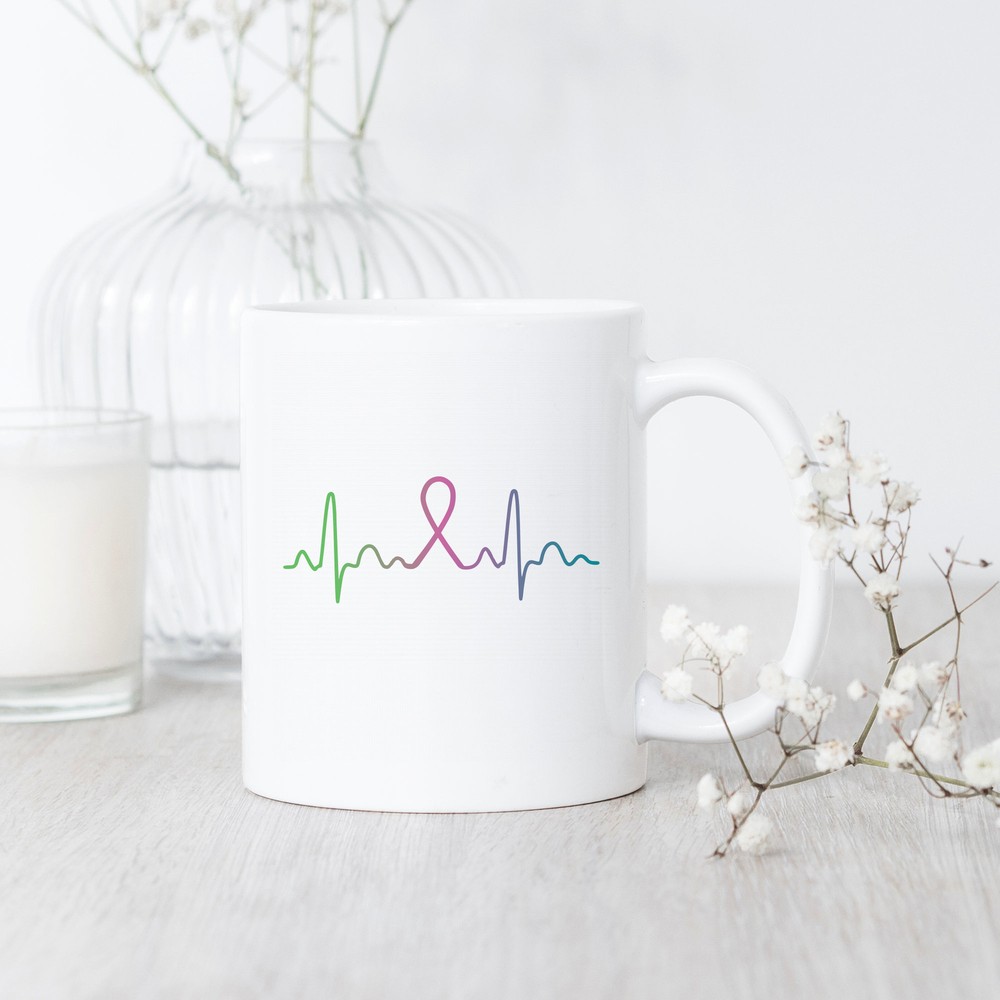 Metastatic Breast Cancer Heartbeat Mug Breast Cancer Mug Breast Cancer Awareness