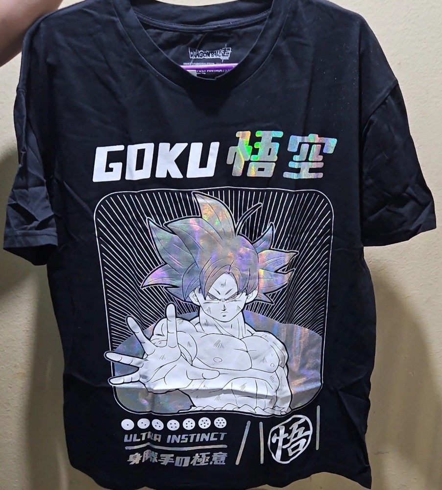Dragon Ball Super Goku Ultra Instinct Holographic Black Cotton Men's XL T-Shirt