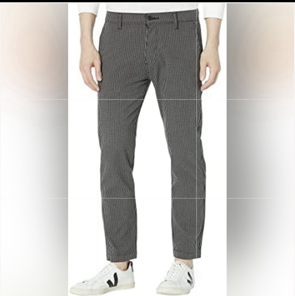 Levi’s Standard Tapered Chino Pants Orin Gingham Pewter Plaid Men 34X32