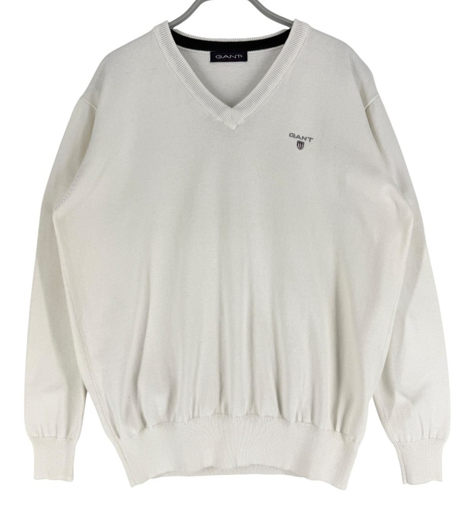 GANT Men V-Neck Jumper Pullover Sweater Size M