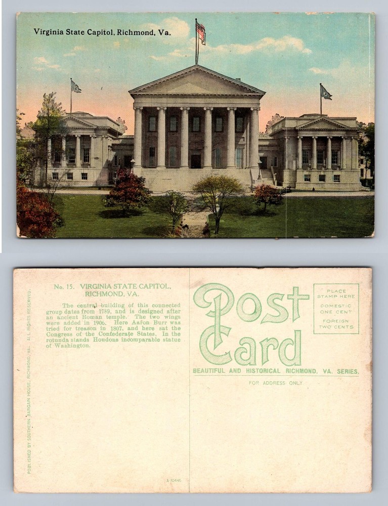Richmond, VA-Virginia, State Capitol Building View Standard Vintage Postcard