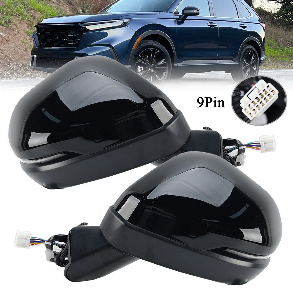Power Fold Side Mirror For Honda CRV 2023-24 W/ Blind Spot 9Pin Left+Right Black