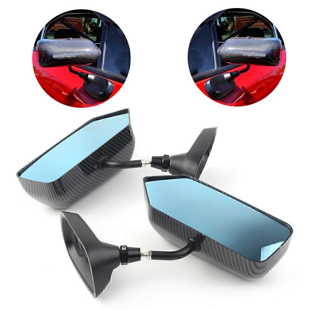 2PCS F1 Style Carbon Fiber Side Mirror Brackets in Blue for Universal Fit