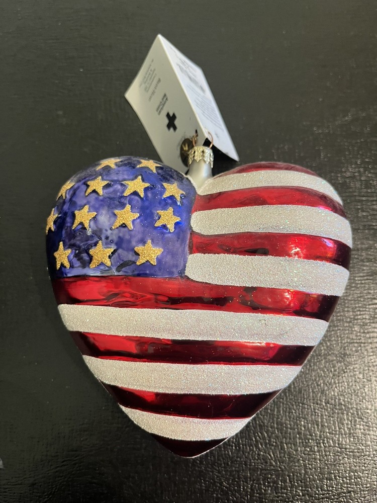 Christopher Radko American Red Cross Brave Heart Ornament 9/11 USA Flag