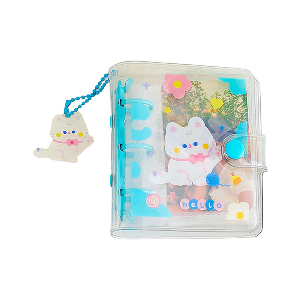 Photo Card Holder Portable Large Capacity Loose Leaf Cartoon Mini Photo Alb Blue