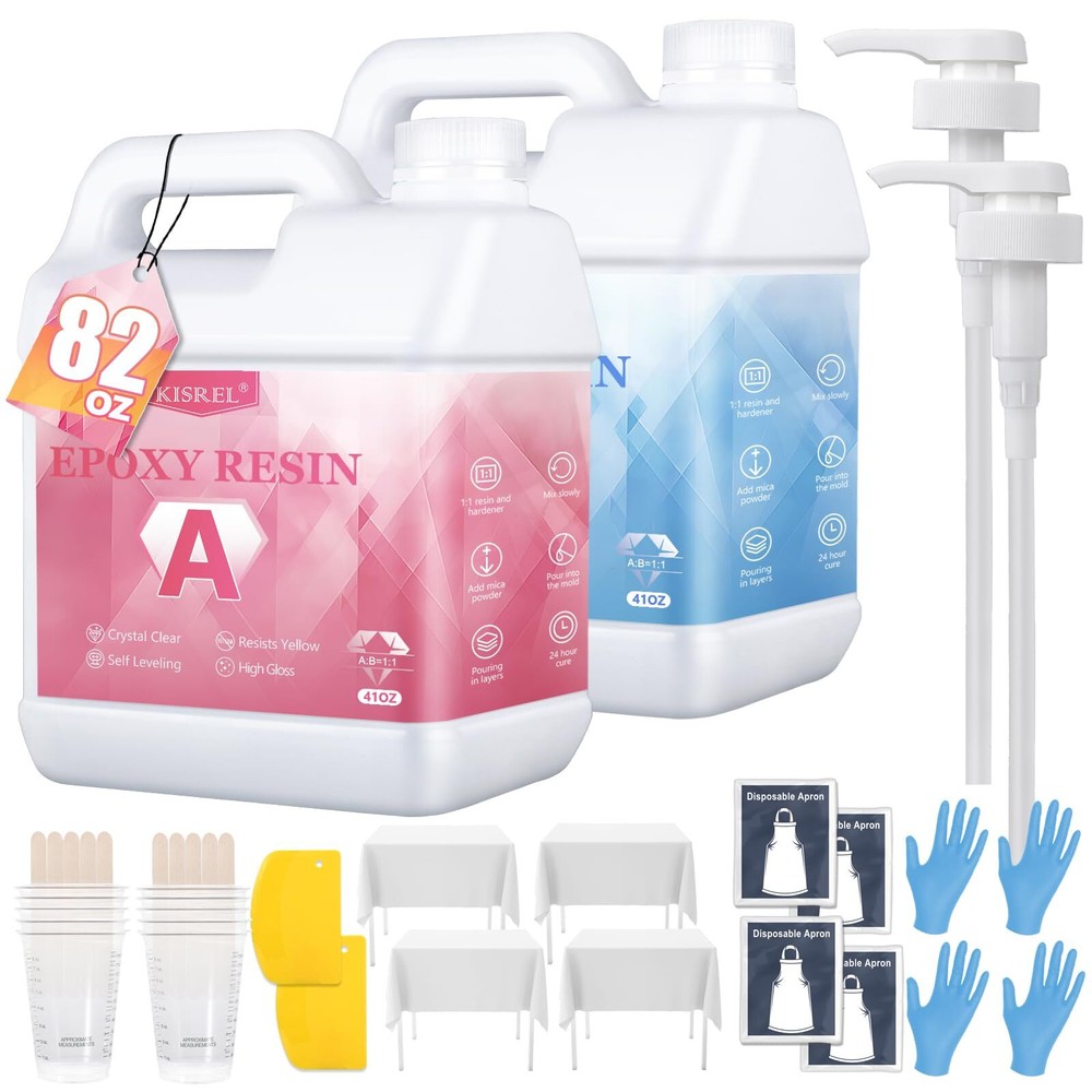 Crystal Clear Epoxy Resin Kit 82OZ for Crafting Jewelry Wood Casting DIY Projects