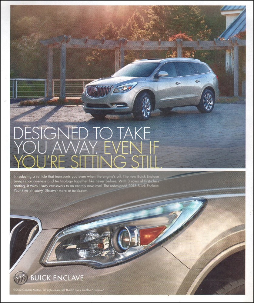 2013 Buick Enclave 4-Door Silver Retro Vintage Car Ad 121524