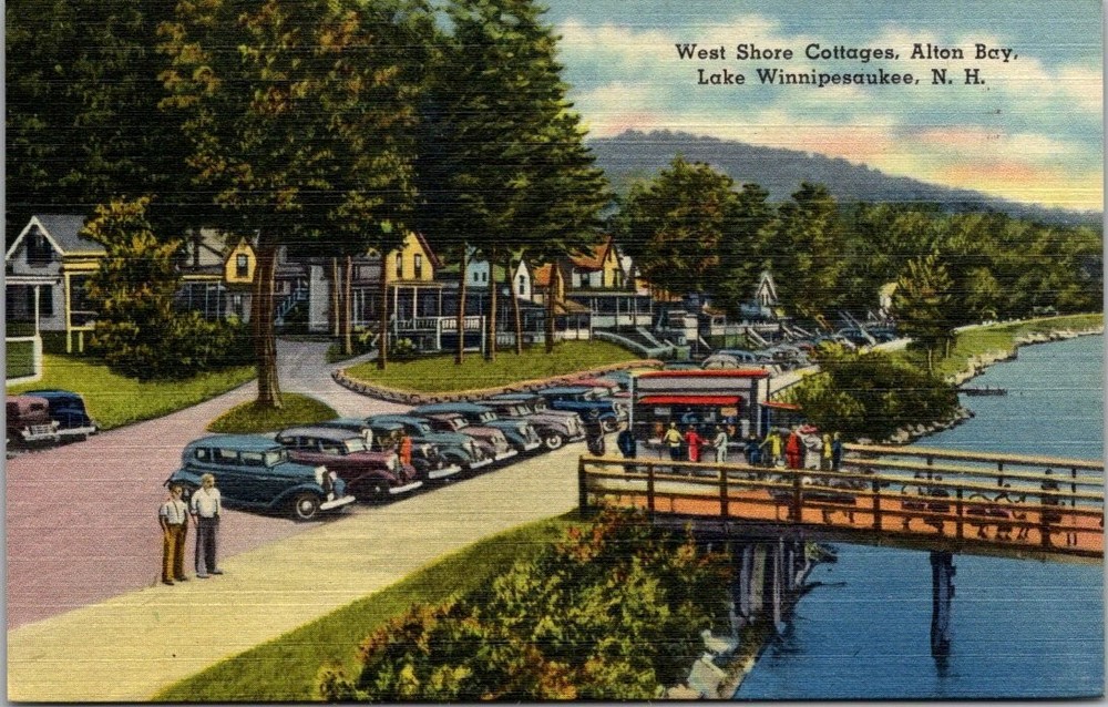 1941 West Shore Cottages Alton Bay Lake Winnipesaukee NH Linen Postcard