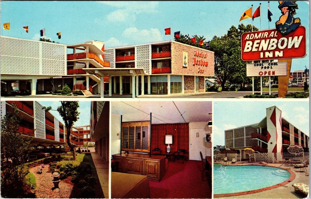 Louisville KY-Kentucky, Admiral Benbow Inn, Sign, Vintage Postcard