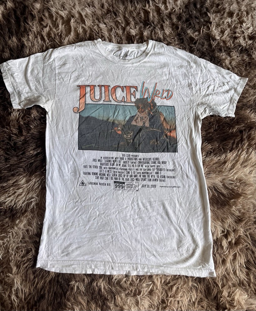 Juice WRLD Legends Never Die T Shirt White Graphic Rap Tee Medium