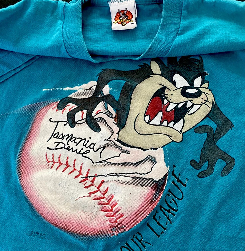 Vintage Looney Tunes T-Shirt Sz M Tasmanian Devil TAZ Graphic Tee Freeze 90s USA