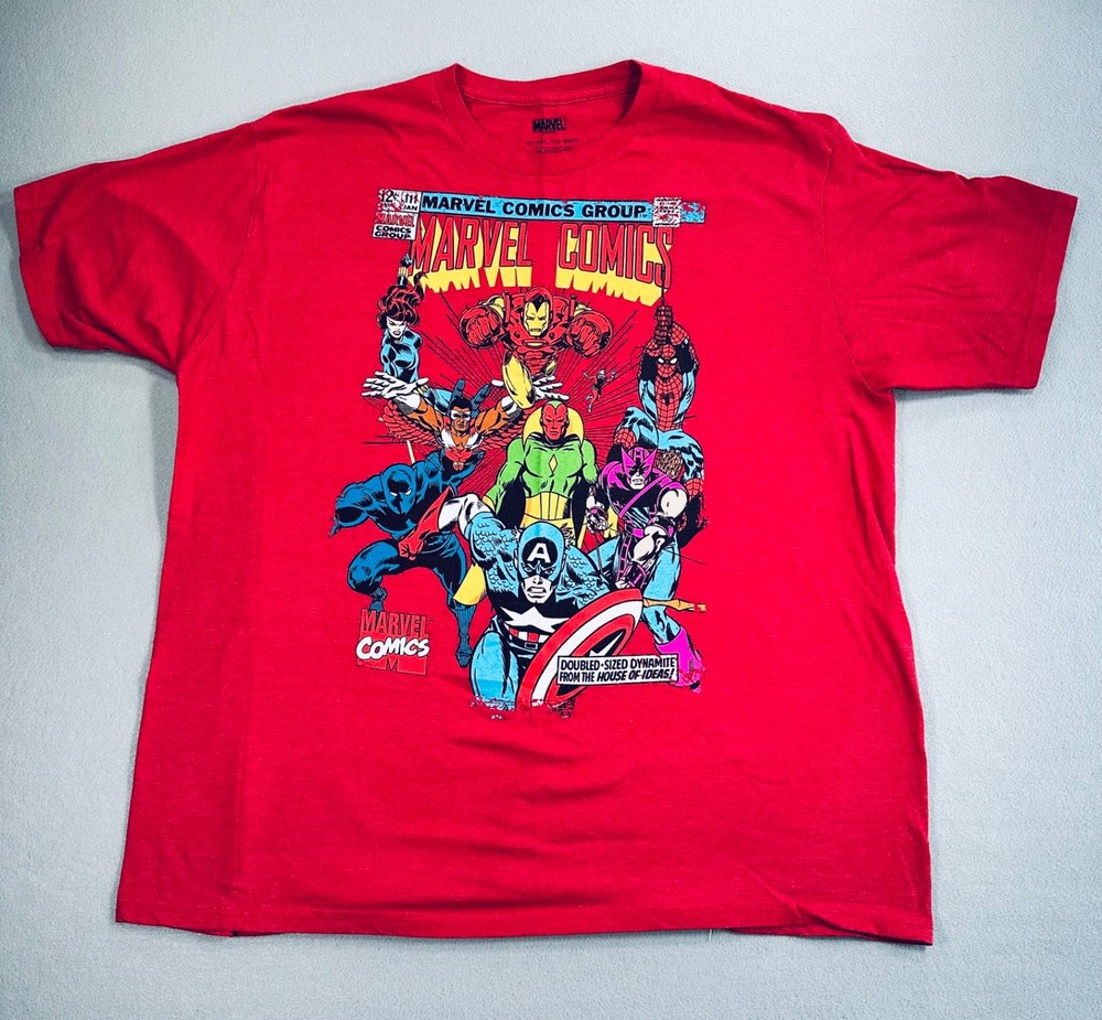 Marvel Comics Graphic T-Shirt Men’s 2XL Red Superhero Comic Tee Avengers Marvel