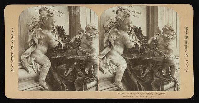 Photo:Rome Italy St Peter's Holy Water Font 1902 H.C. White Stereo View
