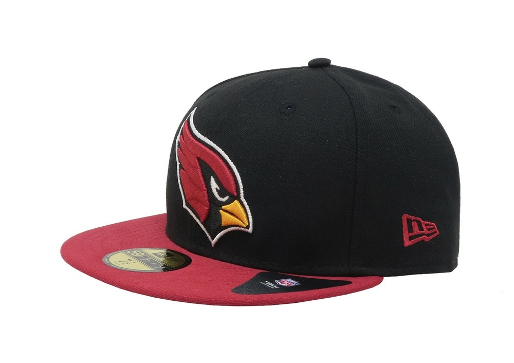 New Era 59Fifty Men Boys Cap Arizona Cardinals Black Red 2Tone Fitted Size Hat