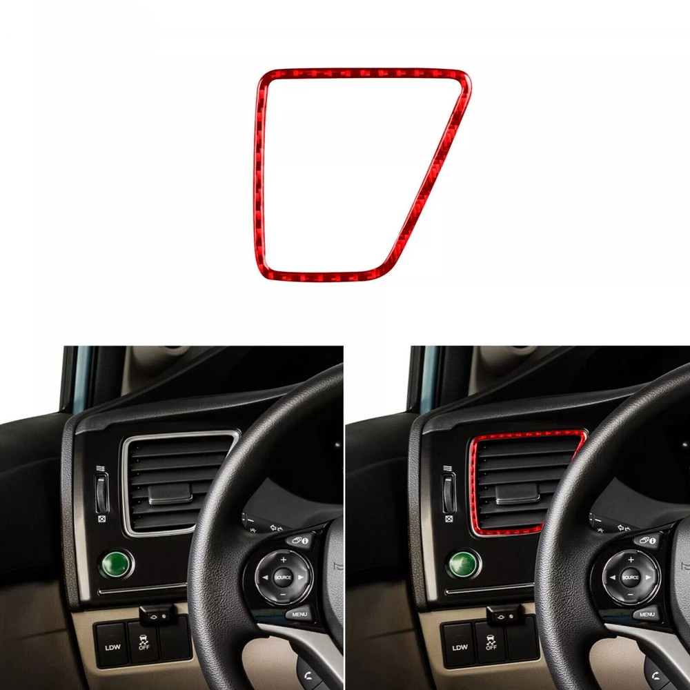 For Honda Civic 9th 12-15 Left Side Air Vent Outlet Cover Red Carbon Fiber Trim
