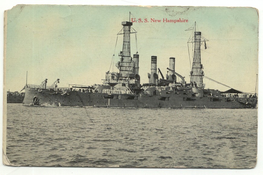 USS New Hampshire US Navy Connecticut-class battleship Postcard