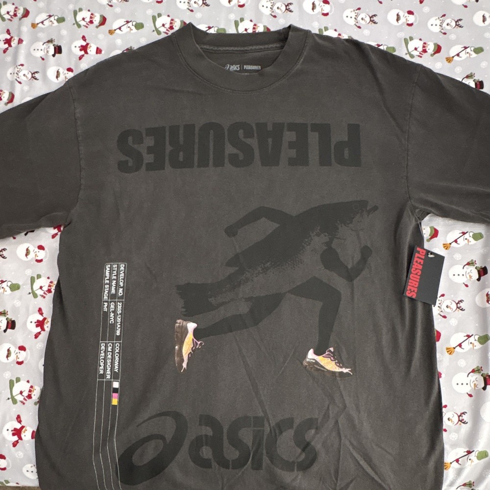 ASICS PLEASURES Men's Graphic T-Shirt GEL-NYC Design Concept Black Cotton M